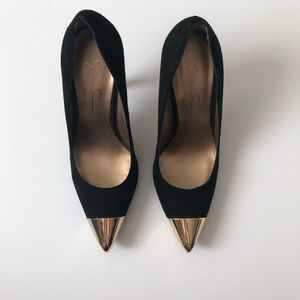 Jessica Simpson Black with Gold Pumps